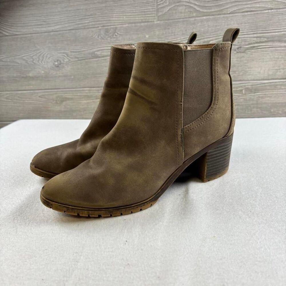 LifeStride Mesa Chelsea Boots Women’s 10M Brown Taupe Faux Suede Ankle Boot